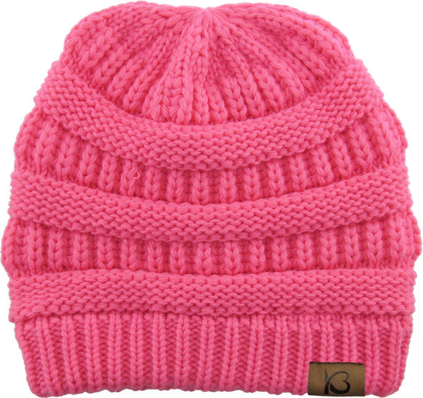 Beanie Cable Knit Ribbed
