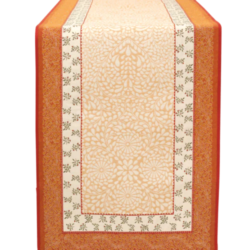 Aubrac Orange Autumn Floral French Jacquard Table Runner