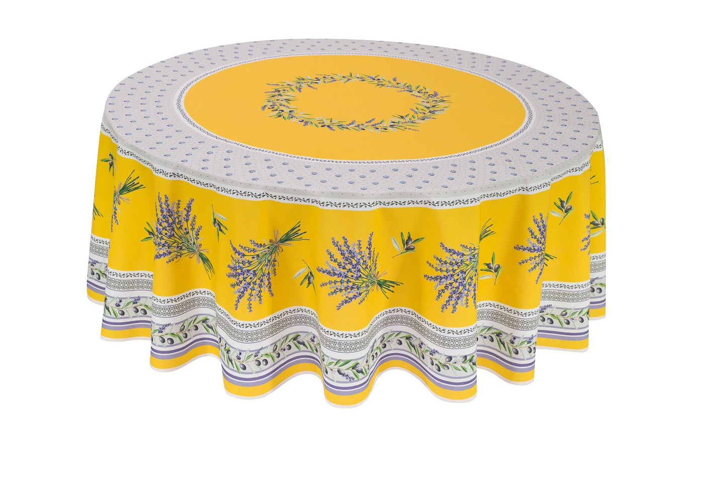 Lauris Yellow Coated tablecloth Round 70”