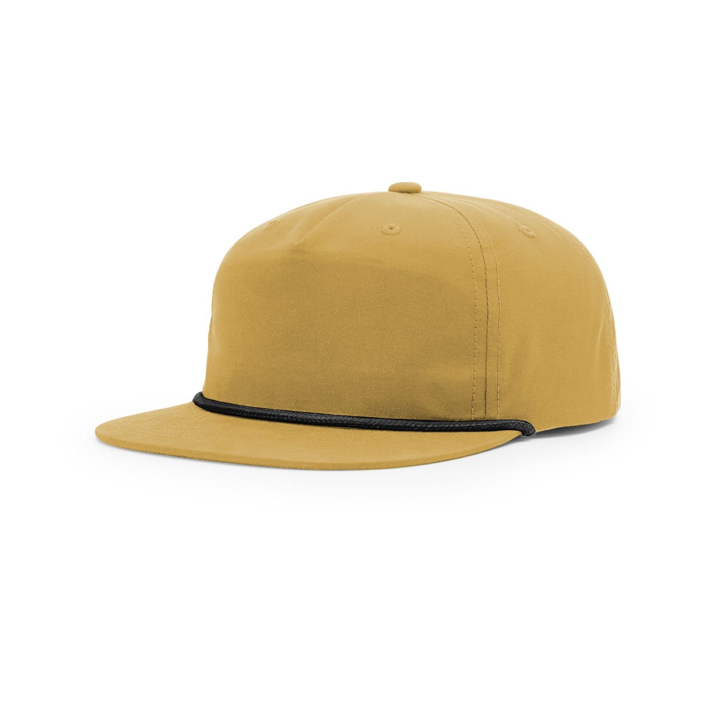 Yellow cap with black rim on a white background