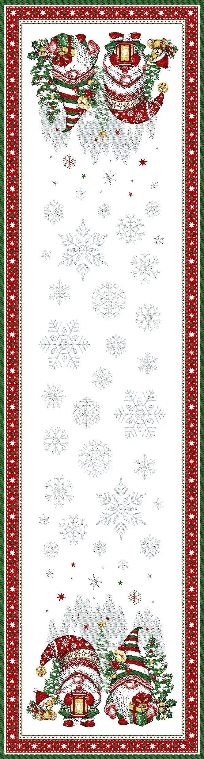 Gnomes French Jacquard Table Runner Holiday