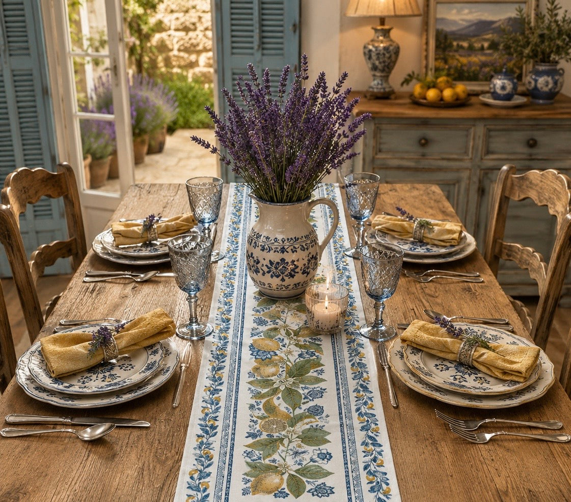 Citrus French Jacquard Table Runner