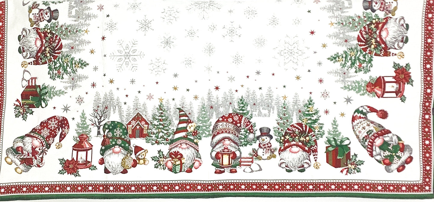 Gnomes Jacquard Tablecloth 58” X 100” Holiday