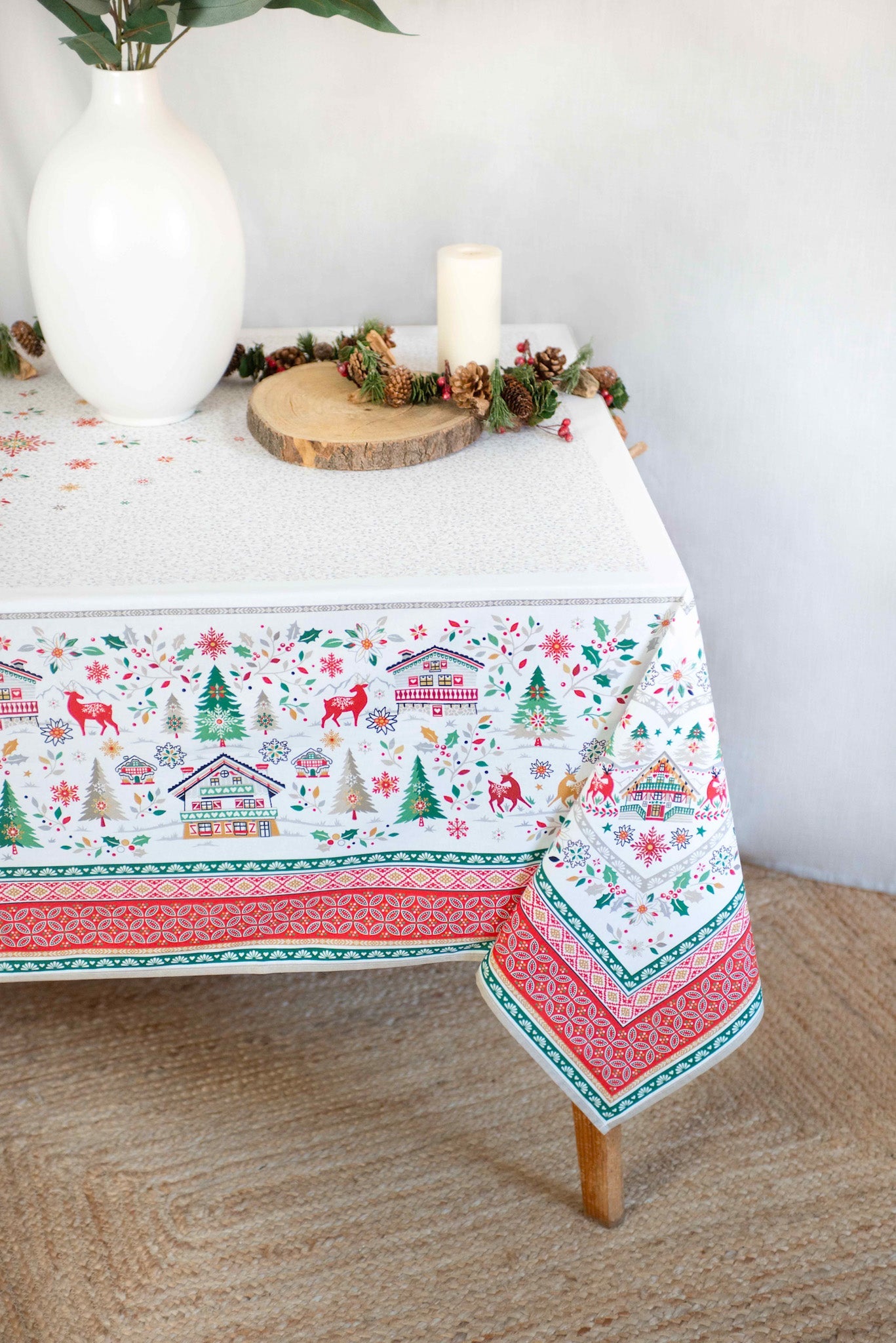 Cervin Green Coated Tablecloth