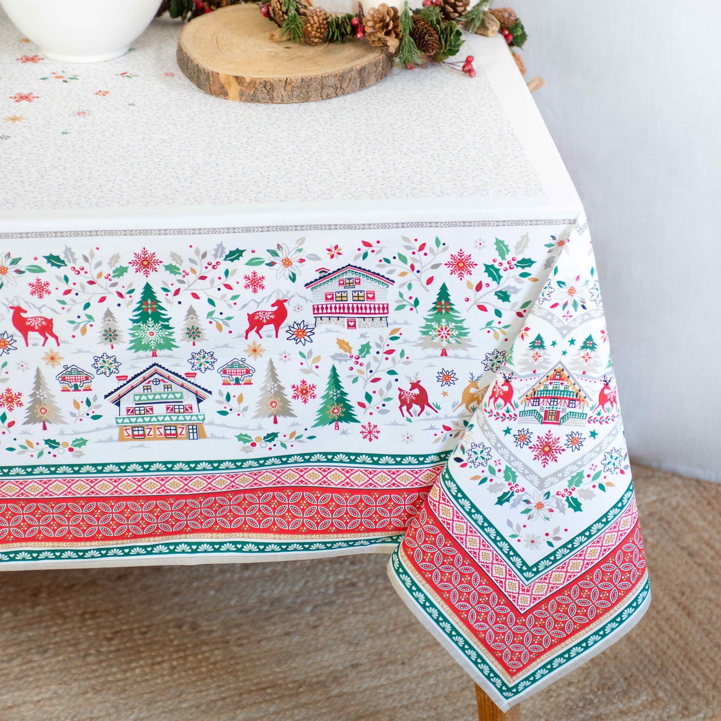 Cervin Green Coated Tablecloth