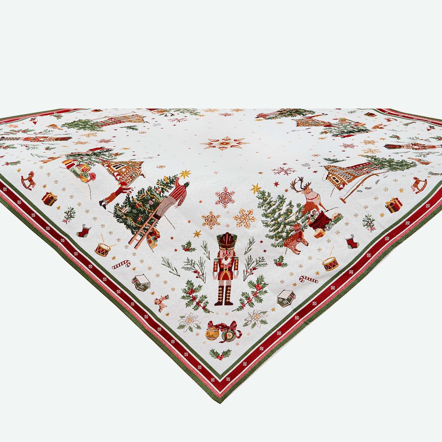 Nutcracker Holiday Square French Jacquard Table Cover