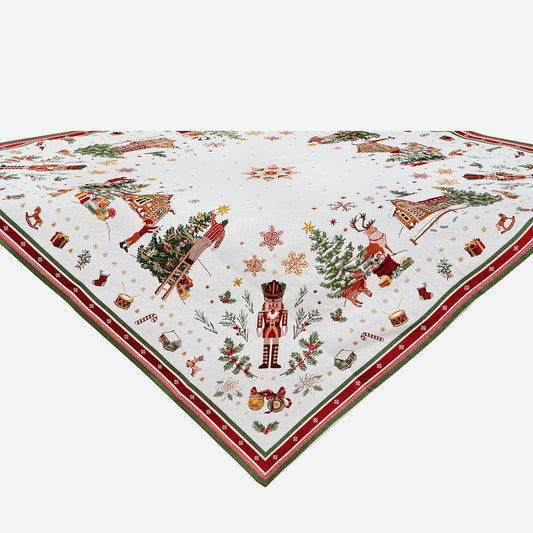 Nutcracker Holiday Square French Jacquard Table Cover