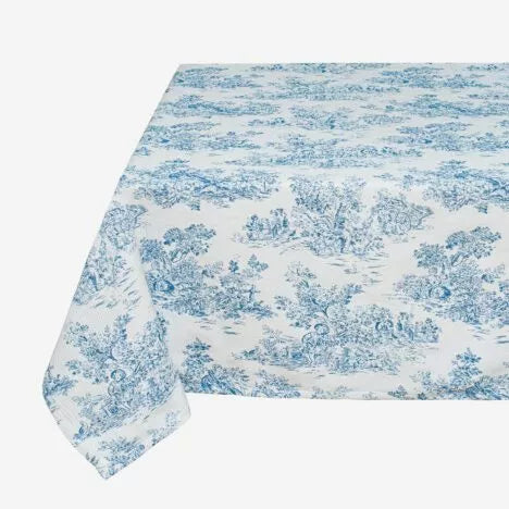 Coraline Blue French Jacquard Tablecloth/Couch Throw (70” X 102)