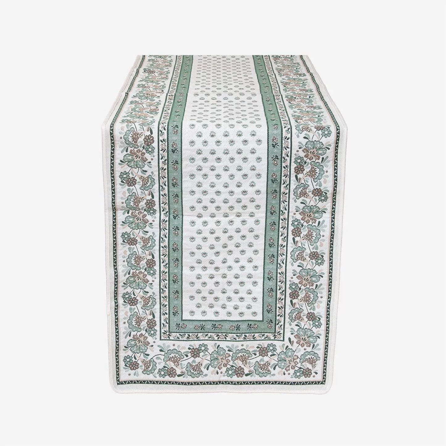 Alpilles Sage French Jacquard Table Runner
