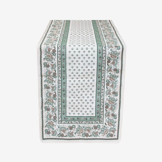 Alpilles Sage French Jacquard Table Runner