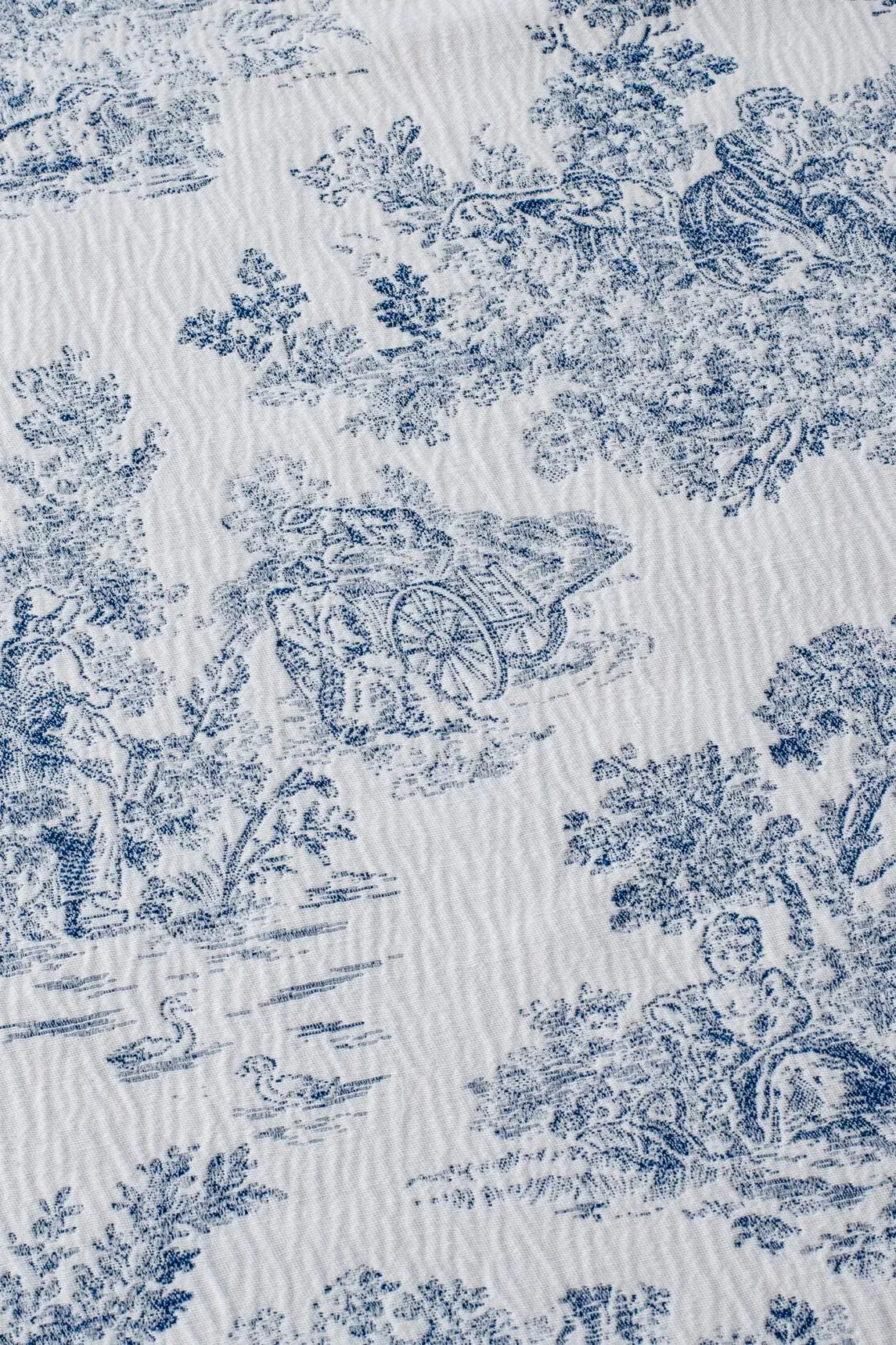Toile Coraline Blue French Jacquard Tablecloth/Couch Throw/Bed Spread