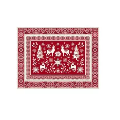 Vallee Red Holiday French Jacquard Placemat