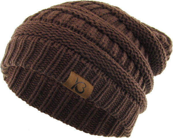 Beanie Cable Knit Ribbed