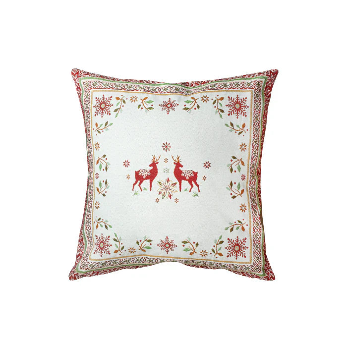 Vallee Red Green Holiday French Jacquard Pillow Cover