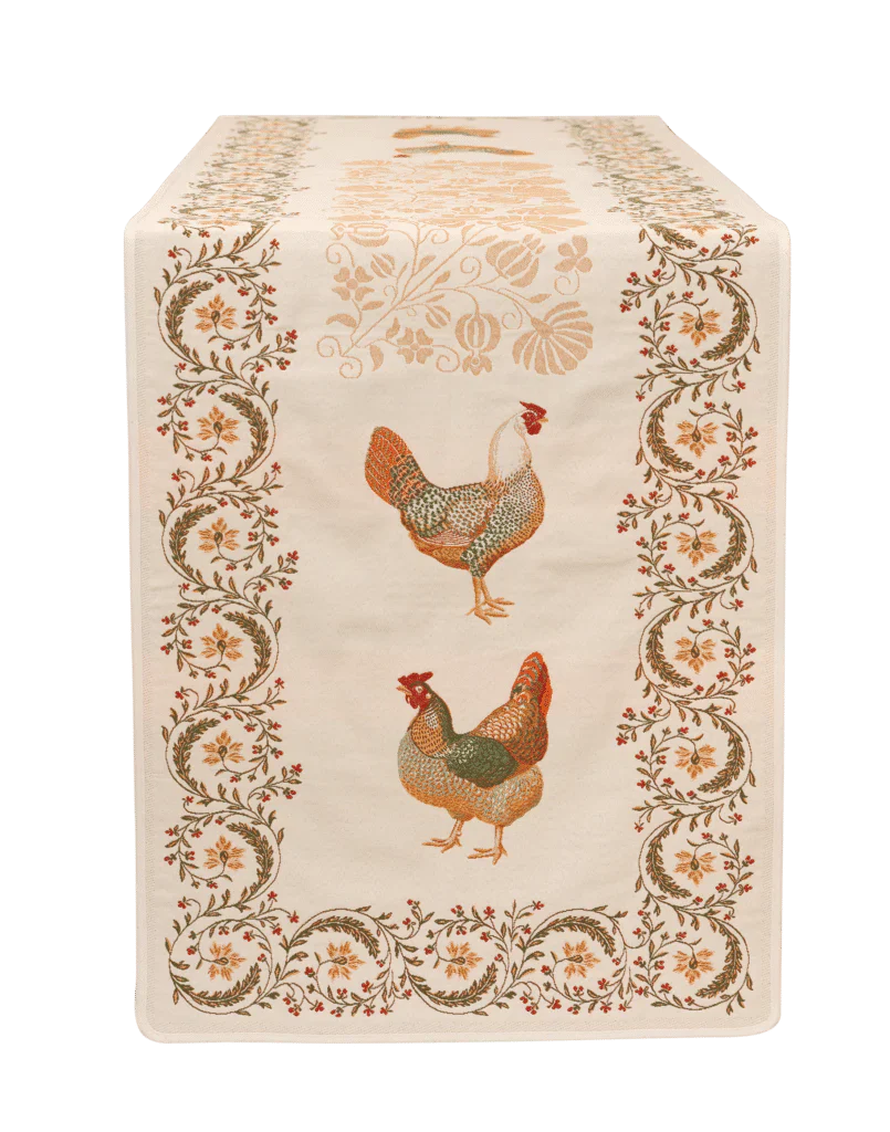 Chanteclair Chicken French Jacquard Table Runner