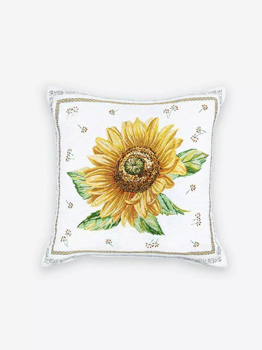 Sunflower White French Jacquard Pillow Cover