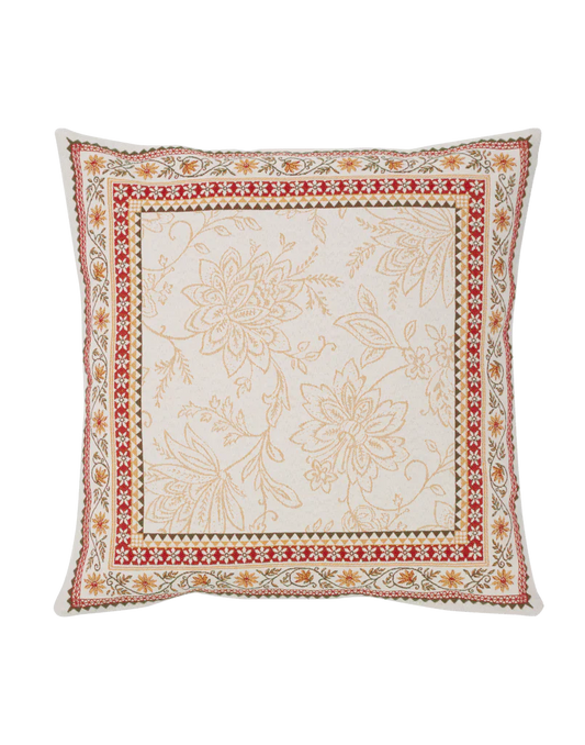 Sillans Ecru Red Autumn French Jacquard Pillow Cover