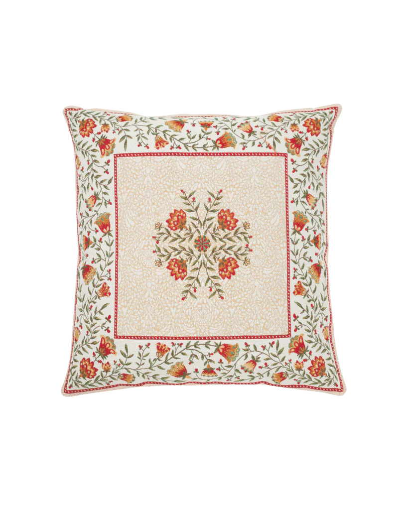 Aubrac Orange Autumn Floral French Jacquard Pillow Cover