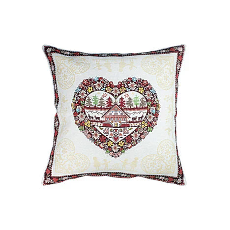 Plagne Winter Holiday Ecru French Jacquard Pillow Cover