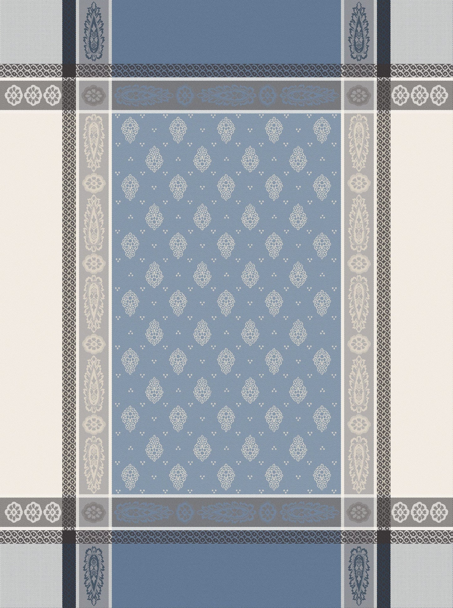 Vaucluse Ecru Blue Jacquard Tea Towel