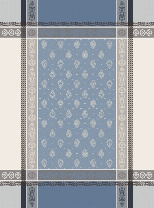 Vaucluse Ecru Blue Jacquard Tea Towel