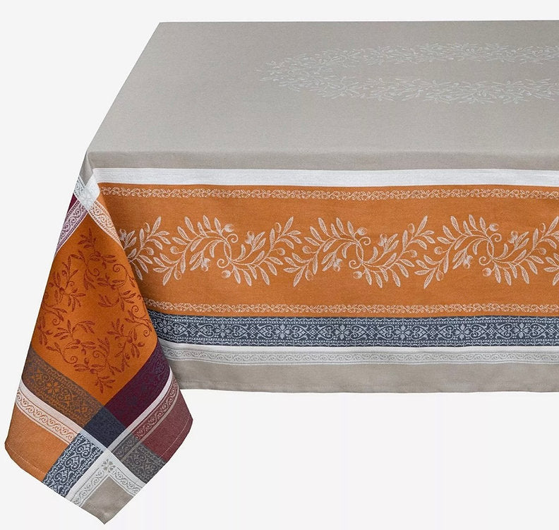 Olivia Cinnamon Jacquard Tablecloth (Water-Repellent)