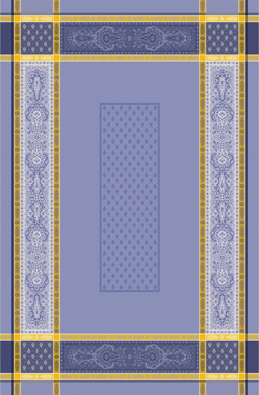 Vaucluse Blue Yellow Jacquard Tablecloth (Water-Repellent)
