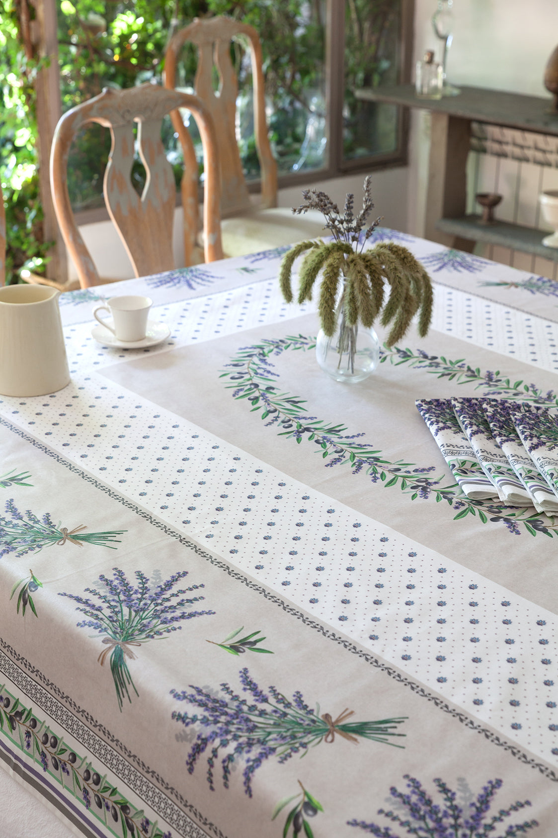 Lauris Ecru Coated Tablecloth